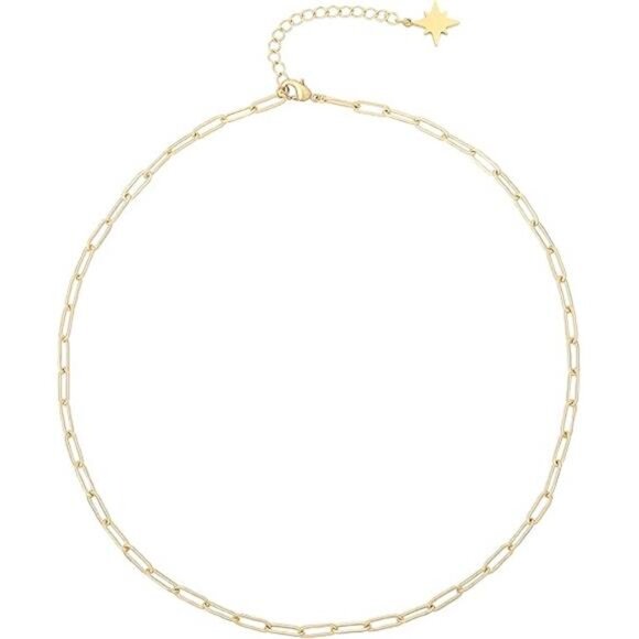 Aobei Pearl 18K Gold Paperclip Chain Choker Satellite Chain Biwa Pearl Pendant - Picture 14 of 14